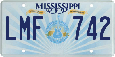 MS license plate LMF742