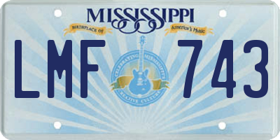 MS license plate LMF743