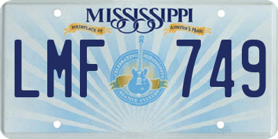 MS license plate LMF749