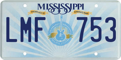 MS license plate LMF753