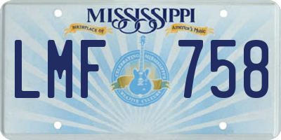 MS license plate LMF758