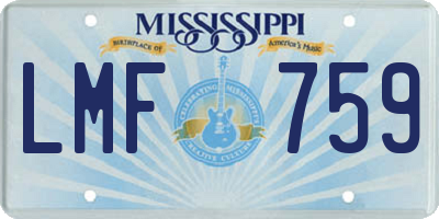 MS license plate LMF759