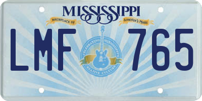 MS license plate LMF765