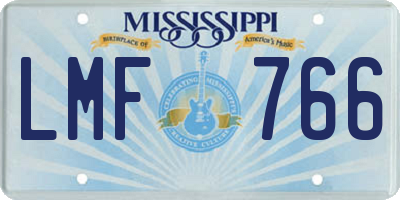 MS license plate LMF766