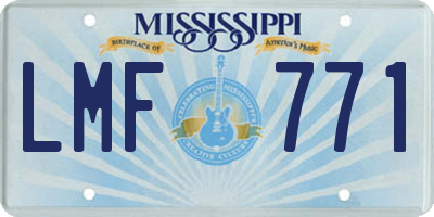 MS license plate LMF771