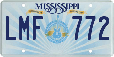 MS license plate LMF772
