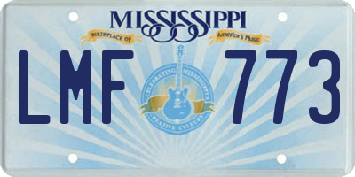 MS license plate LMF773