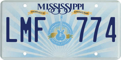 MS license plate LMF774