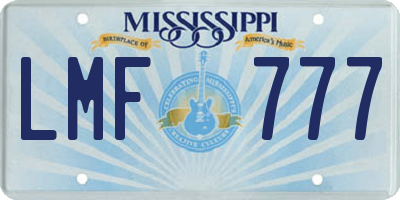 MS license plate LMF777