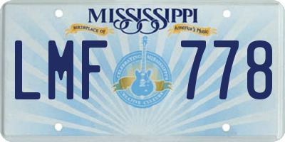 MS license plate LMF778