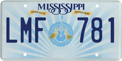 MS license plate LMF781