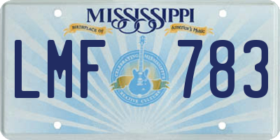 MS license plate LMF783