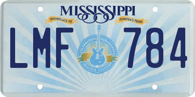 MS license plate LMF784
