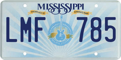 MS license plate LMF785