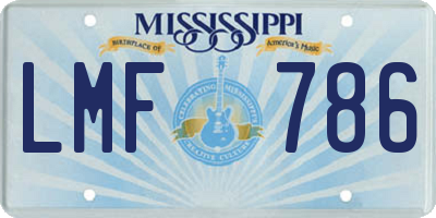 MS license plate LMF786