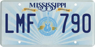 MS license plate LMF790