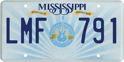 MS license plate LMF791