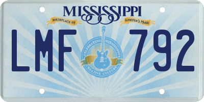 MS license plate LMF792