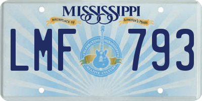 MS license plate LMF793
