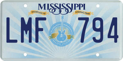 MS license plate LMF794