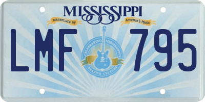 MS license plate LMF795
