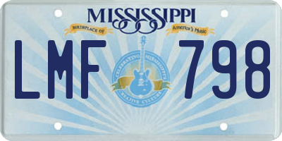 MS license plate LMF798