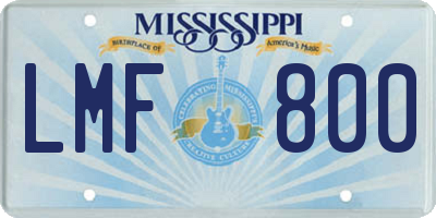 MS license plate LMF800