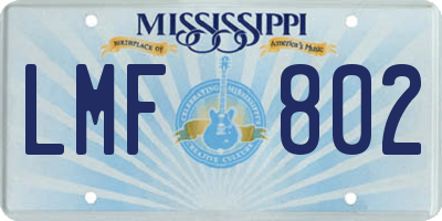 MS license plate LMF802