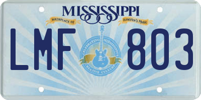 MS license plate LMF803