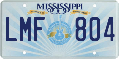 MS license plate LMF804