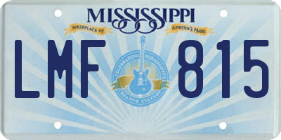 MS license plate LMF815