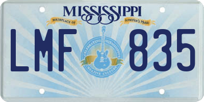 MS license plate LMF835