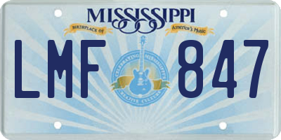 MS license plate LMF847