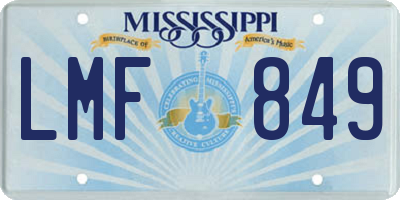 MS license plate LMF849