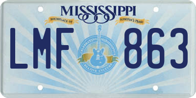MS license plate LMF863