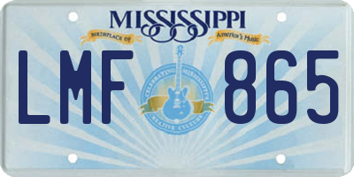 MS license plate LMF865