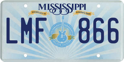 MS license plate LMF866