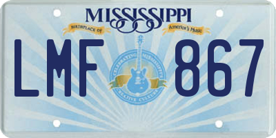 MS license plate LMF867