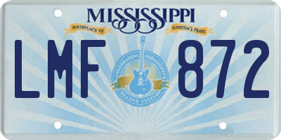MS license plate LMF872