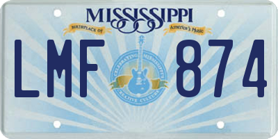 MS license plate LMF874