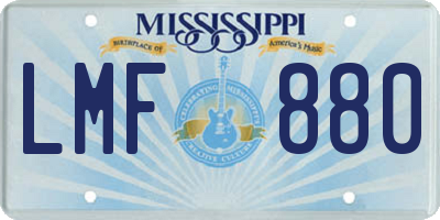 MS license plate LMF880