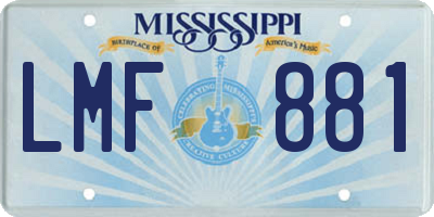 MS license plate LMF881