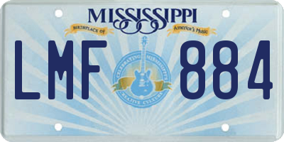 MS license plate LMF884
