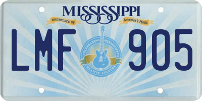 MS license plate LMF905