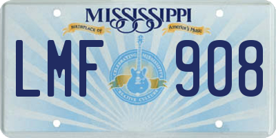 MS license plate LMF908