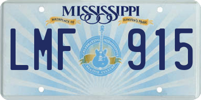 MS license plate LMF915