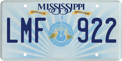 MS license plate LMF922