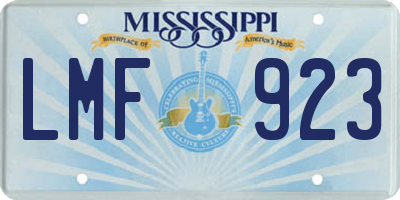 MS license plate LMF923