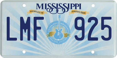 MS license plate LMF925