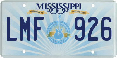 MS license plate LMF926